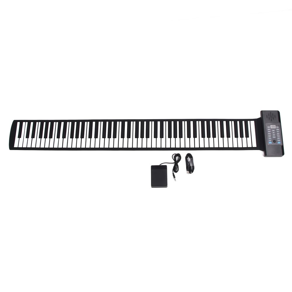 Vvikizy 88 Keys Roll Up Piano, Rechargeable Electronic Hand Roll Piano with LED Display MIDI Function, 128 Tones Rhythms for Kids Beginners
