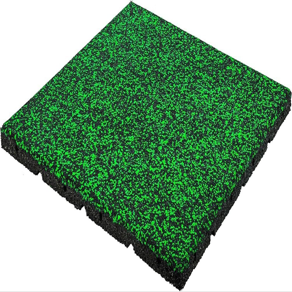 Playsafer Elevate Rubber Playground Tiles - 1" Thick High Density Interlocking Shock Absorbent Safety Tile for Playgrounds, and Exercise Equipment - 20" X 20" (12 Tiles - 32.4 Sq. Ft. - Green)