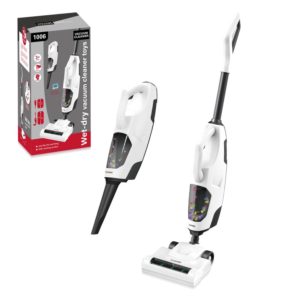Kids Real Vacuum Cleaner Toys 2 in 1 Function of Blowing and Sweeping Cordless Interactive Vacuum with Real Suction Birthday for Boys Girls Ages 3-5 4-8