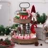 Beavorty Christmas Wooden Train 4-Section Winter Wonderland Wooden Mini Train Set Adornment Table Ornament for Christmas Party Decorations Under Tree Pink Winter Wonderland view 2