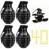 Sratte 4 Pcs Toy Hand Grenade for Cs Game with 20 Round Foam Ammo Model Tactical Fake Grenade for 14+ and Adults Outdoor Army Military Camo Party Favors Pretend Role Play Prop Game(Black) view 1