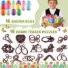 16 Pack Easter Eggs Filled with Brain Teaser Puzzles Toys, Easters Basket Stuffers for Kids Teens Adults, Easters Egg Fillers for Kids Boys Girls, Easter Eggs Hunt Game, Classroom Prize Supplies view 2