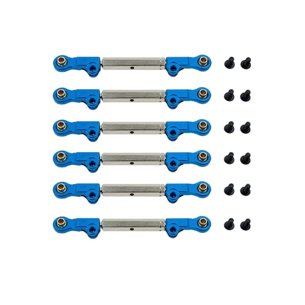 RC Connecting Rod Parts For MJX 10208 V2 1/10 Metal Upgrade Adjustable Pull Rod Remote Control Car Modifications Accessories Parts(Blue)