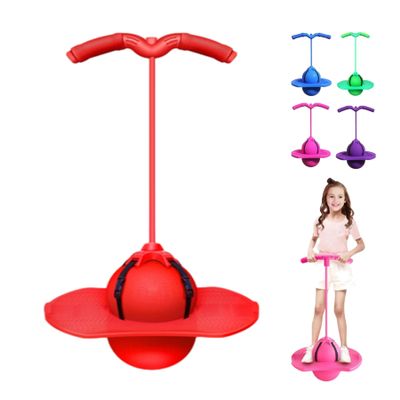 Balance Jumping Ball, Jumping Hopping Ball, Pogo Jumper with Handle and Ball Pump,High Jump Toy Bounce Jump Trick Board Pogo Bouncing Ball Safe and Fun Pogo Stick for Adults (Red)