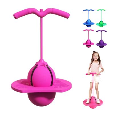 Balance Jumping Ball, Jumping Hopping Ball, Pogo Jumper with Handle and Ball Pump,High Jump Toy Bounce Jump Trick Board Pogo Bouncing Ball Safe and Fun Pogo Stick for Adults (Pink)