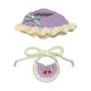 10cm (4 Inch) Doll Clothes ,Hand Knitted Designer Outfit for 10cm Mini Dolls , Stylish Adorable 2-Piece Set with Hat+ Drool Bib, Kawaii Doll Clothes Accessories, Needlework Crafts (NO Doll) Purple view 2