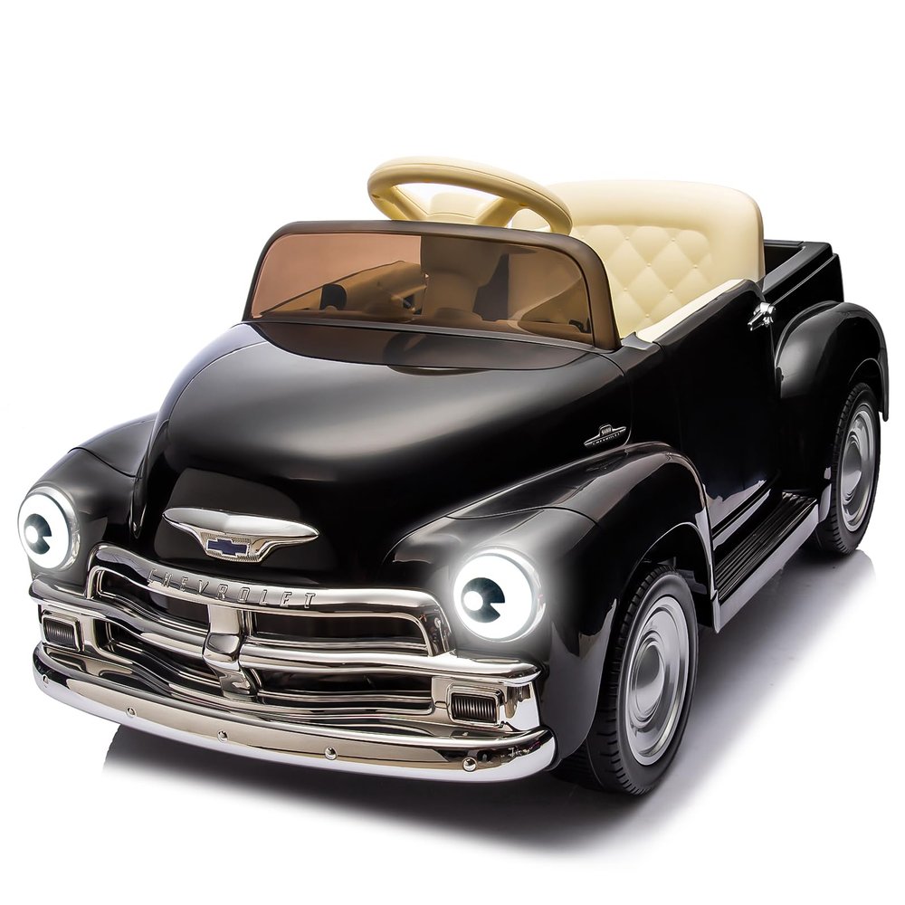 12V Kids Electric Ride-on Car, Licensed Chevrolet 3100 Truck Toy, 2.4g Remote Control, 3 Speeds, Spring Suspension, LED Lights & Music, Retro Style Gift for Ages 3-8