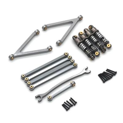 RC Connecting Rod Parts For FMS 1/24 FCX24M For Camel Cup D110 For Range For Rover For Discovery RC Metal Tie Rod Shock Absorber Kit Parts(Gray)