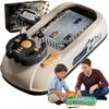 Turborace Interactive Game Set with 200 Challenges, Desktop Car Racing Game with Steering Wheel, Obstacle Avoidance Driving Simulator, Musical Racing Adventure (White) view 1