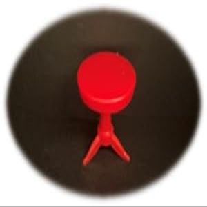 Dollhouse3DParts, Round End Table, Renwal Vintage Dollhouse Furniture, 3/4" - 1:16 Scale, Red Hard Plastic, 1940s-1950s Style