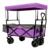 Heavy-Duty Collapsible Wagon with Removable Canopy and Mosquito Net, All-Terrain Wheels, Adjustable Handle, Large Capacity for Camping, Beach, Garden & Shopping (Purple + Steel) view 1