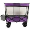 Heavy-Duty Collapsible Wagon with Removable Canopy and Mosquito Net, All-Terrain Wheels, Adjustable Handle, Large Capacity for Camping, Beach, Garden & Shopping (Purple + Steel) view 3