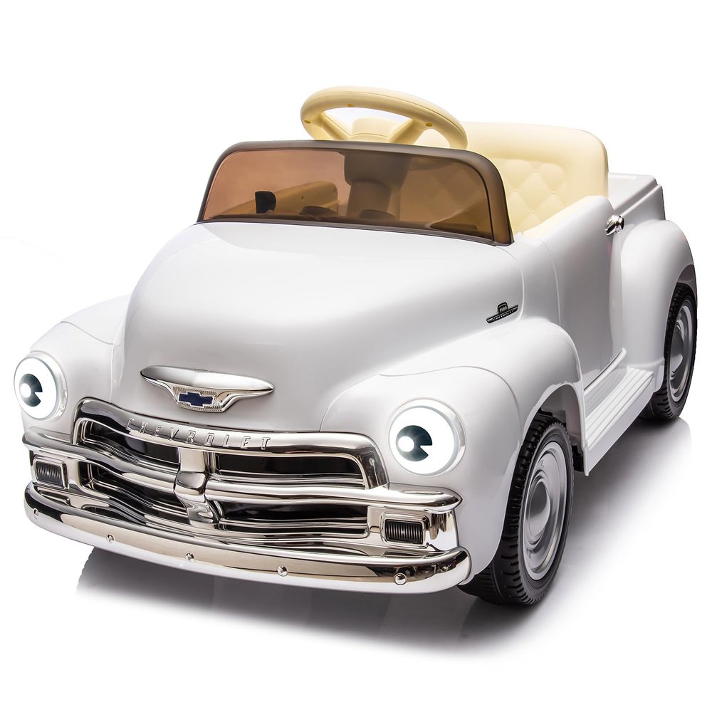 12V Kids Electric Ride-on Car, Licensed Chevrolet 3100 Truck Toy, 2.4g Remote Control, 3 Speeds, Spring Suspension, LED Lights & Music, Retro Style Gift for Ages 3-8