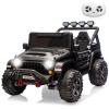 24V Ride on Toys for Big Kids, 2 Seater Ride on Car w/Remote Control, 4x4 Ride-on Truck with 4 Motors, 3 Speeds Adjustable, 4 LED Lights, Bluetooth & Music, Electric Car for Kids Toddlers 3-8, Black view 1