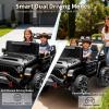 24V Ride on Toys for Big Kids, 2 Seater Ride on Car w/Remote Control, 4x4 Ride-on Truck with 4 Motors, 3 Speeds Adjustable, 4 LED Lights, Bluetooth & Music, Electric Car for Kids Toddlers 3-8, Black view 3