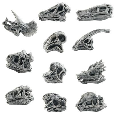 11 Dinosaur Figurines, Mini PVC Animal Skeletons, Realistic Halloween Decor for Kids