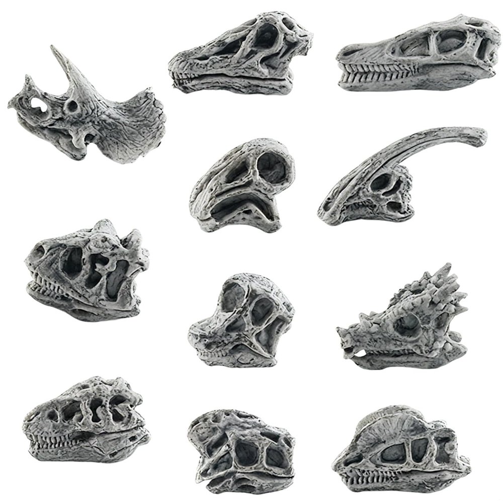 11 Dinosaur Figurines, Mini PVC Animal Skeletons, Realistic Halloween Decor for Kids
