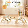 NEWBULIG Pikler Triangle Set, Montessori Wooden Kids Climbing Frame, Indoor Outdoor Jungle Gym with Climbing Net & Ramp, Playground Jungle Gym for Toddlers, Stable Anti-Slip Design view 3