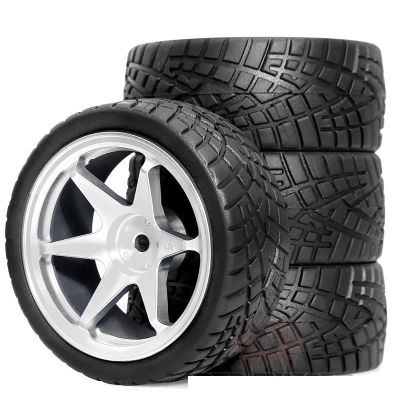 1/10 RC Rally Tires & Wheels (4pcs 2.56" OD) for Tamiya TT01 TT02 XV01 TA06 A959 for Traxxas confident(4pcs-te37 Silvery)