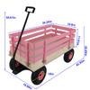 Wooden Wagon, All-Terrain Garden Cart with Inflatable Rubber Wheels, Outdoor Kids Pull Wagon for Yard, Picnic and Gardening, Heavy Duty Wood Utility Wagon for Cargo Transportation, (Pink) view 3