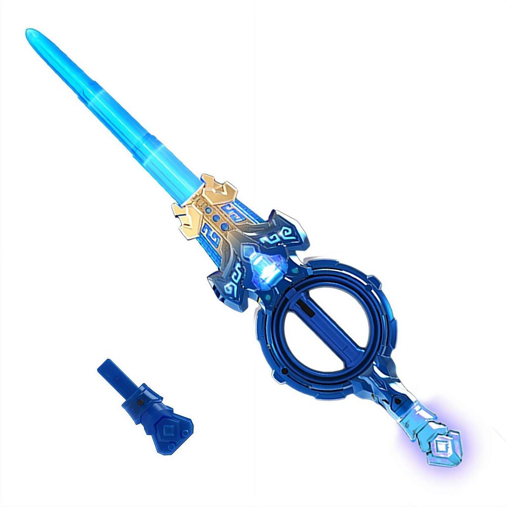 Fire Spin Sword Double-Edged Lightsaber with Retractable Blades, 7-Color LED, Sound Effects & 360 Rotation, USB-C Rechargeable Toy for Role Play and Collection