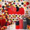 146 Pcs Cartoon Mouse Arch Backdrop Cover Cylinder Stand Covers balloons set for party Photo Props 7.2 feet Polka Round Backdrop Covers for Birthday Baby Shower Ceremony Party Decor view 4