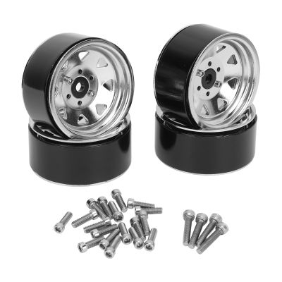 4PCS 1.9in RC Rims, Universal Fit Wheel Rim Set, Strong Support 8 Spokes Beadlock Wheels for Axial SCX10 SCX10 II SCX10 III, Zinc Alloy and Steel Construction with Enhanced Stabili (Silver)