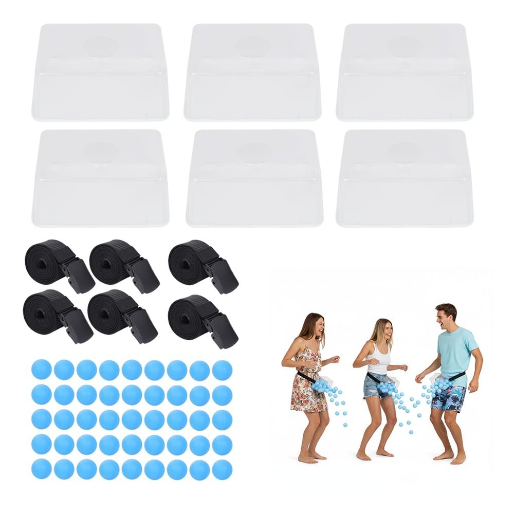 Joymirat 6 PC Swing Ball Game Set for Party Gatherings, Novelty Twerk Game Include Clear Boxes & 50 Blue Balls, Twerk Pong Activities for Adult Indoors Outdoors Party