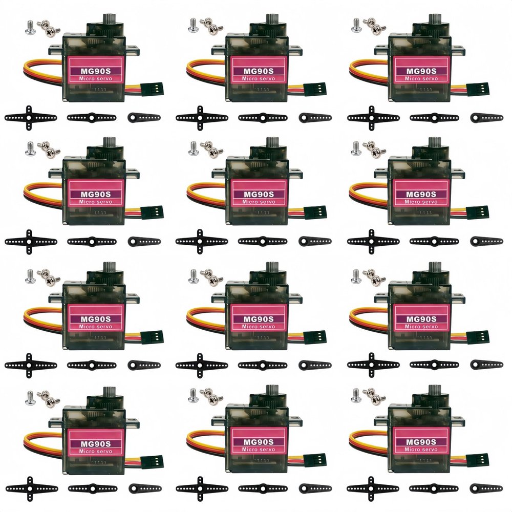 12PCS MG90S 9G Micro Servo Motor Metal Gear Kit, Mini Servos for RC Robot Car Boat Helicopter Airplane Plane, Arduino Project Servo Motors for Control