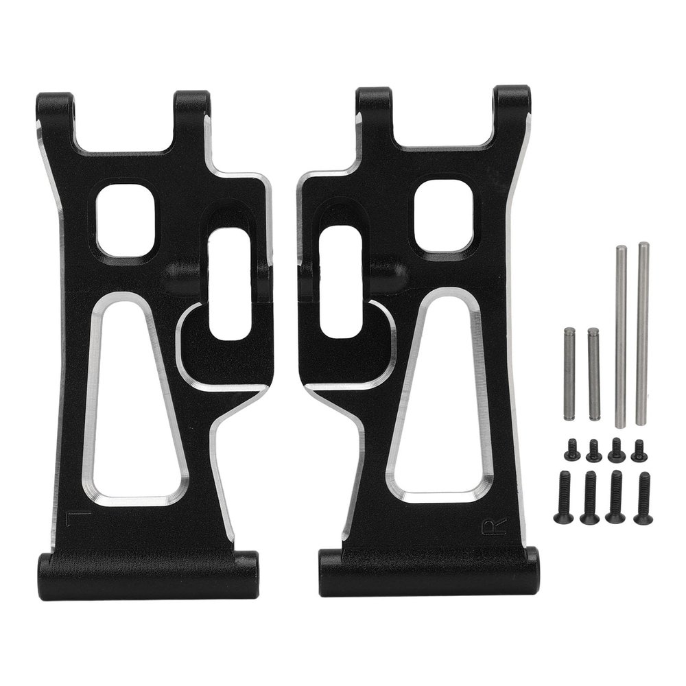 1 Pair RC Rear Lower Suspension Arms, Aluminum Alloy Swing Arm Replacement for MJX 14210 14209 1/14 Remote Control Car, Durable RC Car Suspension Arm with Secure Pins and Screws, S (Black)
