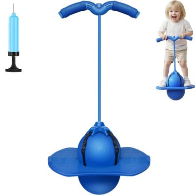 Pogo Jumper Ball for Kids & Adults, Balance Jumping Ball with Handle and Pump, Pogo Trick Balls, Outdoor Exercise Bounce Jump Trick Board, Anti-Slip Low Noise High Jump Toy Boys and Girls(Blue)