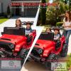 24V Ride on Toys for Big Kids, 2 Seater Ride on Car w/Remote Control, 4x4 Ride-on Truck with 4 Motors, 3 Speeds Adjustable, 4 LED Lights, Bluetooth & Music, Electric Car for Kids Toddlers 3-8, Red view 3