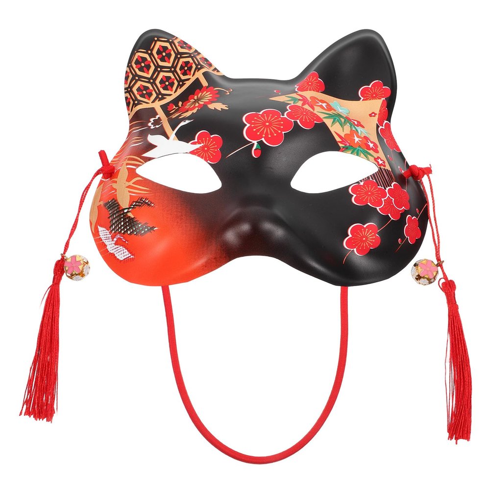 BESPORTBLE Japanese Cat Cosplay Mask, Hand-painted Halloween Cat Half Mask for Masquerade, Party And Stage Prop