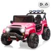 24V Ride on Toys for Big Kids, 2 Seater Ride on Car w/Remote Control, 4x4 Ride-on Truck with 4 Motors, 3 Speeds Adjustable, 4 LED Lights, Bluetooth & Music, Electric Car for Kids Toddlers 3-8, Pink view 1