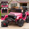 24V Ride on Toys for Big Kids, 2 Seater Ride on Car w/Remote Control, 4x4 Ride-on Truck with 4 Motors, 3 Speeds Adjustable, 4 LED Lights, Bluetooth & Music, Electric Car for Kids Toddlers 3-8, Pink view 4
