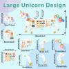5FT Large Unicorn Activity Wall Busy Board Panels Wooden Learning Activity Center Montessori Sensory Wall Panel for Kids Interactive Educational Toy for Playroom Daycare Nursery Classroom Decor Gift view 3