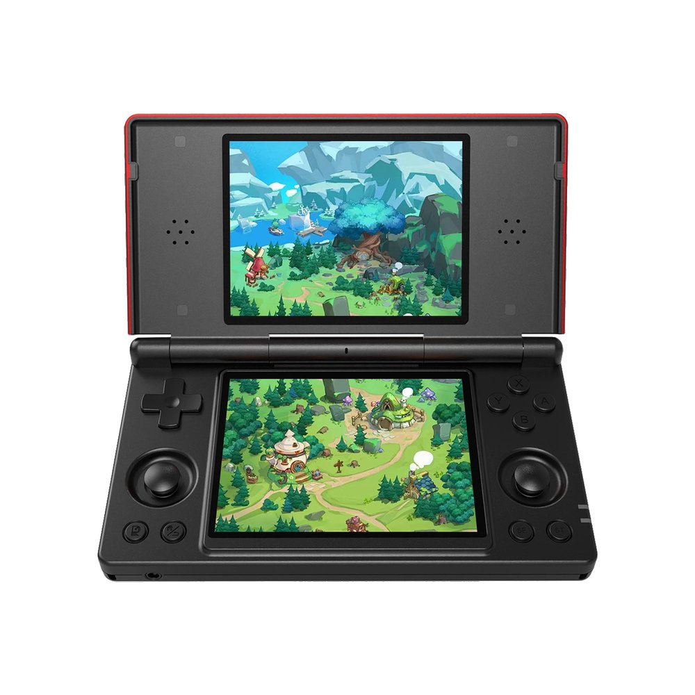 Novabored RG DS Dual Screens Handheld Game 20+ Emulaters 10K+ Games Preloaded 4-inch IPS 640 * 480 Android 14 RK3568 Quad-core 64-bit 4000mAh Electronic Game Handheld (Black & Crimson Red-256GB)