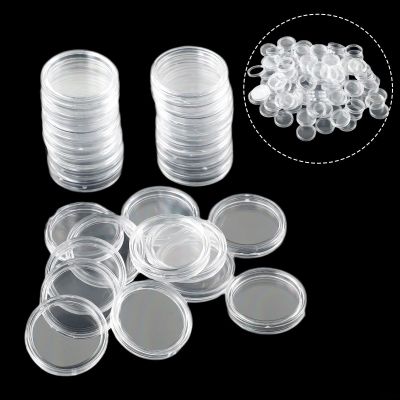 100 Pcs 21mm Coin Capsules Holders Transparent Plastic Round Cases for Coin Collection Storage and Display