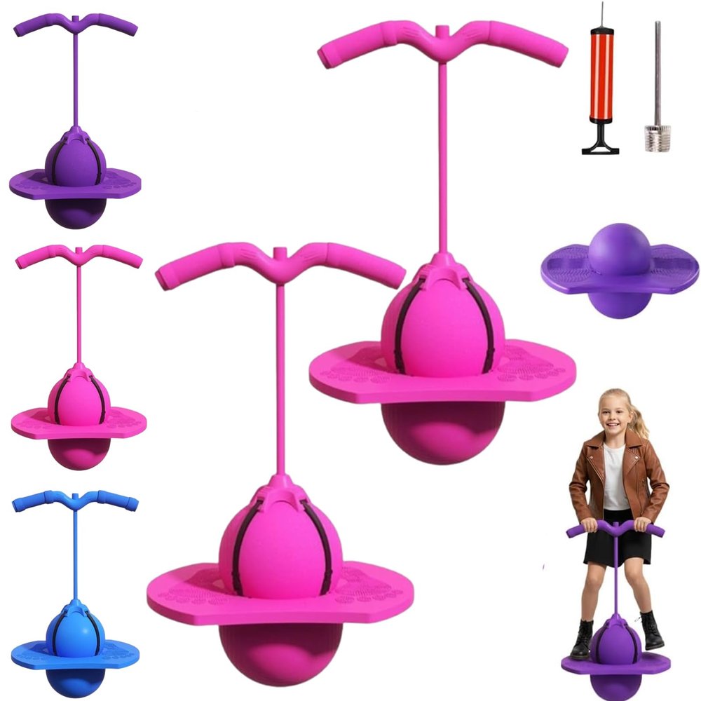 Balance Jumping Ball Childrens, Indoor Bouncing Board For Kids, Bouncing Ball With Handle, Beginner Bouncing Sticks With Non-Slip Footpads, Bouncing Ball Safe And Fun Stick For Kids And Adults (2 Sets-A)