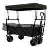 Heavy-Duty Collapsible Wagon with Removable Canopy and Mosquito Net, All-Terrain Wheels, Adjustable Handle, Large Capacity for Camping, Beach, Garden & Shopping (Black + Steel-1) view 1