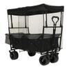 Heavy-Duty Collapsible Wagon with Removable Canopy and Mosquito Net, All-Terrain Wheels, Adjustable Handle, Large Capacity for Camping, Beach, Garden & Shopping (Black + Steel-1) view 2