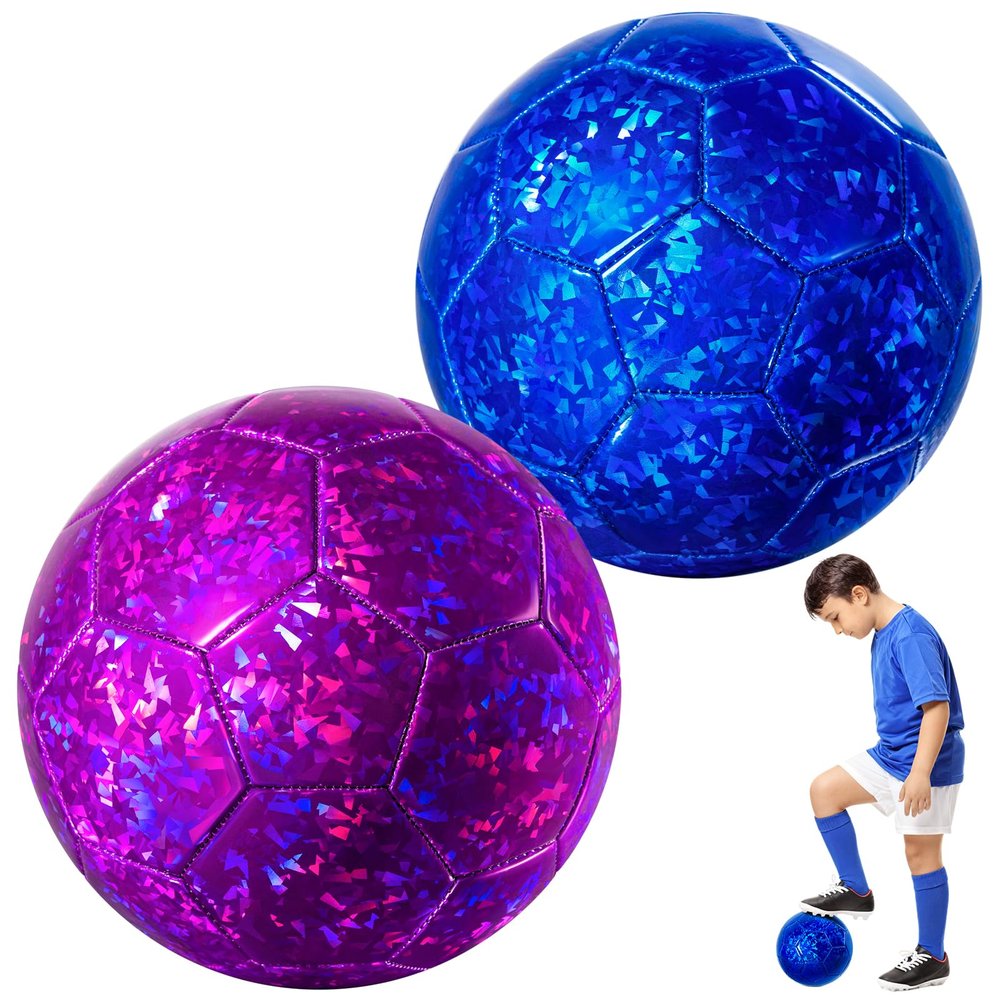 Paokoo Toddler Soccer Ball Size 3 - Glitter Heart & Cracked Glass Design - Sport Toy Ball for Babies, Toddlers, Kids Ages 1-3 3-8 Indoor Outdoor Play - Great Gift for Boys Girls