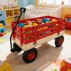 Wooden Wagon, All-Terrain Garden Cart with Inflatable Rubber Wheels, Outdoor Kids Pull Wagon for Yard, Picnic and Gardening, Heavy Duty Wood Utility Wagon for Cargo Transportation, (Red) view 4