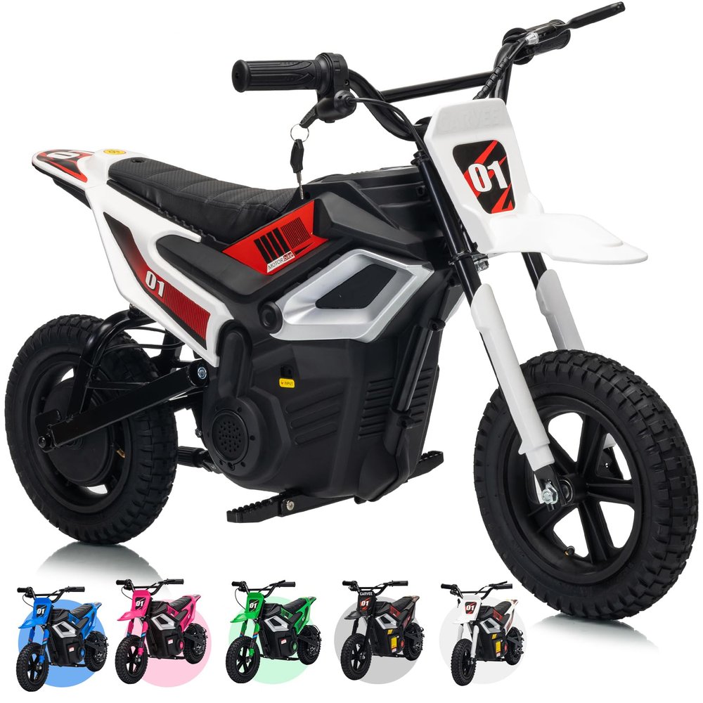 24V Kids Electric Dirt Bike, 350w Motorcycle with 10 MPH Max Speed & 12-Mile Range,Rear Wheel Suspension, Twist Grip Throttle, Rubber Tires