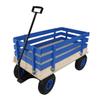 Wooden Wagon, All-Terrain Garden Cart with Inflatable Rubber Wheels, Outdoor Kids Pull Wagon for Yard, Picnic and Gardening, Heavy Duty Wood Utility Wagon for Cargo Transportation, (Blue) view 1