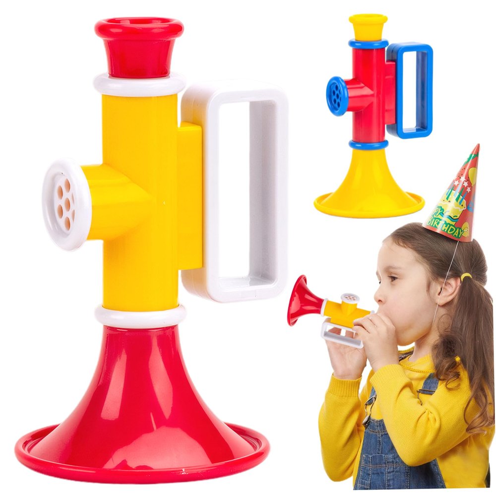 2Pcs Trumpet Toy, ABS Plastic Trumpet for Kids, Sound Teaching Tool 5x3 Portable Instrument with 2 Sound Effects, Educational Musical Instruments for Boys Girls