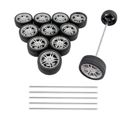 12PCS Toy Wheel RC Car Rubber Tire Wheel with Round Rod Shaft Axles for RC Car Truck Robot Boat Helicopter DIY Model Toy Building Project (2.5x32mm)
