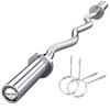 47" EZ Curl Barbell Bar, Silver 2-Inch Curl Bar for Weight Lifting, Hip Thrusts, Squats, Biceps & Triceps, Home Gym Strength Training Bar with 2 Spring Collars (500Lb Capacity) view 1