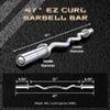 47" EZ Curl Barbell Bar, Silver 2-Inch Curl Bar for Weight Lifting, Hip Thrusts, Squats, Biceps & Triceps, Home Gym Strength Training Bar with 2 Spring Collars (500Lb Capacity) view 2