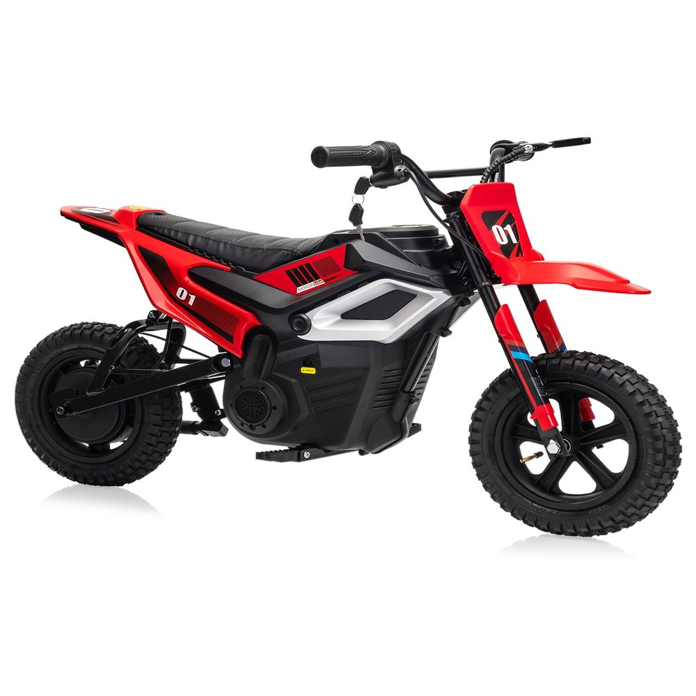 24V Kids Electric Dirt Bike, 350w Motorcycle with 10 MPH Max Speed & 12-Mile Range,Rear Wheel Suspension, Twist Grip Throttle, Rubber Tires